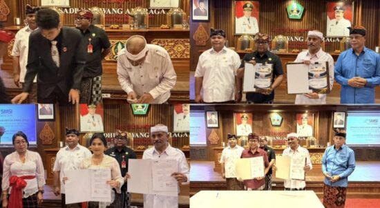 SMSI Kabupaten Tabanan melakukan penandatanganan perjanjian kerja sama (PKS) sekaligus meluncurkan Program Literasi Jurnalistik bagi Aparatur Sipil Negara (ASN), di Ruang Rapat Jayaning Singasana, Kantor Bupati Tabanan, Kamis (9/4/2026). (Foto: Ngurah Dibia)