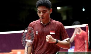 Tunggal putra Muhammad Zaki Ubaidillah menjadi penentu diraihnya medali emas pertama bagi kontingen Indonesia di Asian Games 2026 (Foto: X/Badminton)